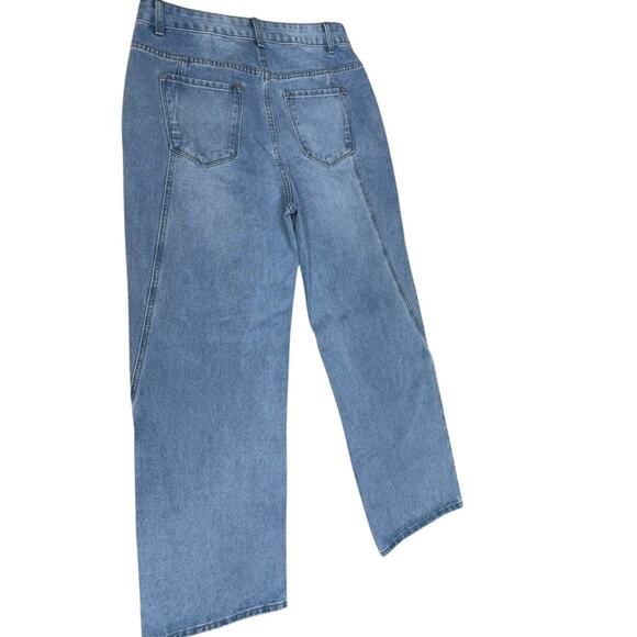 NWT!! "COMMENSE" WOMEN'S JEANS WIDE LEG BAGGY LIGHT COLOR SZ L TWEEN GRUNGE - Picture 10 of 10